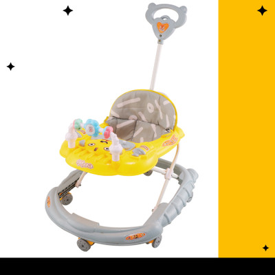 SMILEYTOYS Musical 2-in-1 Walker With Parent Rod(Yellow, Grey)