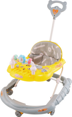 SMILEYTOYS Musical Activity Walker With Parent Rod(Yellow, Grey)