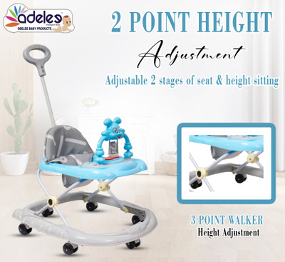 ODELEE Musical Activity Walker With Parent Rod(Grey, Blue)