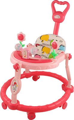 JoyRide Musical Activity Walker With Parent Rod(Pink, Red)