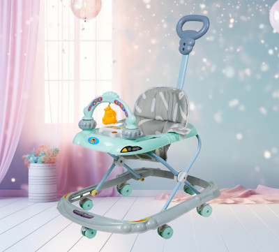 NAYASA Musical 3-in-1 Walker With Parent Rod(Green)