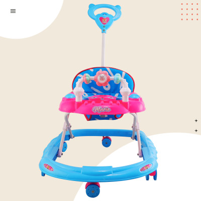 SMILEYTOYS Musical 2-in-1 Walker With Parent Rod(Orange, Blue)
