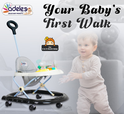 ODELEE Musical Activity Walker With Parent Rod(Black, Grey)