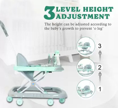 Ankur Creation Musical Activity Walker With Parent Rod(Green, Grey)