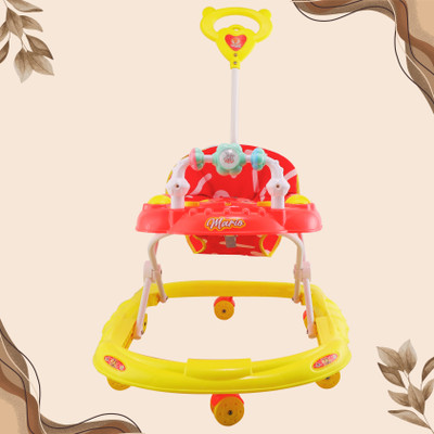 SMILEYTOYS Musical 2-in-1 Walker With Parent Rod(Red, Yellow)