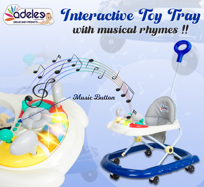 Panda Creation Musical Activity Walker With Parent Rod(Beige, Blue)