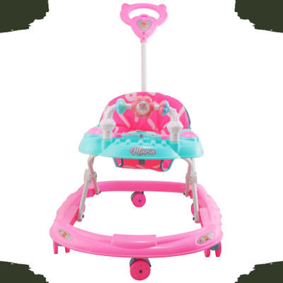 SMILEYTOYS Musical 2-in-1 Walker With Parent Rod(Green, Pink)