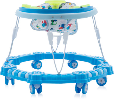 Babyjoys Musical Activity Walker With Parent Rod(Blue)