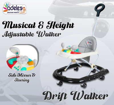 ODELEE Musical Activity Walker With Parent Rod(Black, White)