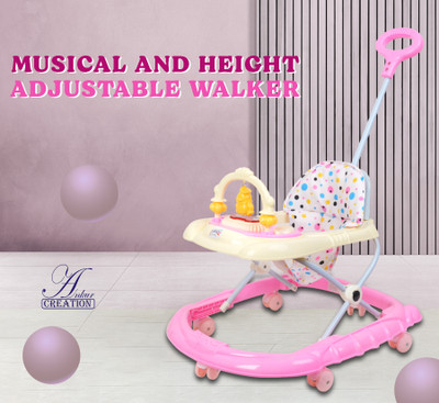 Ankur Creation Musical Activity Walker With Parent Rod(Pink)