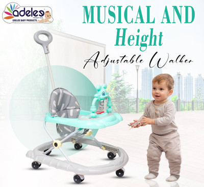 ODELEE Musical Activity Walker With Parent Rod(Green)