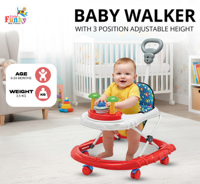 Little Funky Musical Activity Walker With Parent Rod(Red, White)