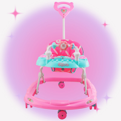 SMILEYTOYS Musical 2-in-1 Walker With Parent Rod(Green, Pink)
