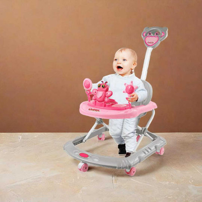 Toybuzz Musical Activity Walker With Parent Rod(Pink)