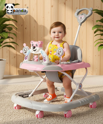 PANDA BABY PRODUCTS Musical Activity Walker With Parent Rod(Grey, Pink)