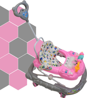 rk star Musical Activity Walker With Parent Rod(Pink, Grey)