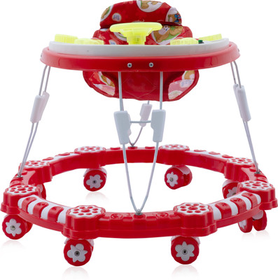 Babyjoys Musical Activity Walker With Parent Rod(Red)