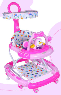 inzee Musical Walker & Rocker With Parent Rod(Pink)