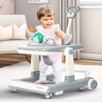 baybee Musical Activity Walker With Parent Rod(Grey)