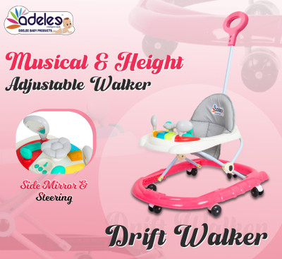 ODELEE Musical Activity Walker With Parent Rod(Pink)