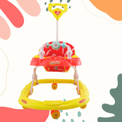 SMILEYTOYS Musical 2-in-1 Walker With Parent Rod(Red, Yellow)