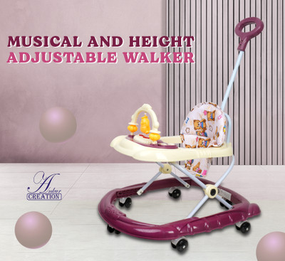 Ankur Creation Musical Activity Walker With Parent Rod(Red)