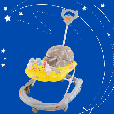 SMILEYTOYS Musical 2-in-1 Walker With Parent Rod(Yellow, Grey)