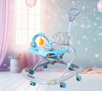 CREW4 Musical 3-in-1 Walker With Parent Rod(Blue)