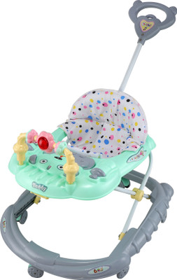 JoyRide Musical 2-in-1 Walker With Parent Rod(Green, Grey)