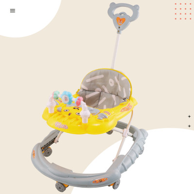 SMILEYTOYS Musical 2-in-1 Walker With Parent Rod(Yellow, Grey)