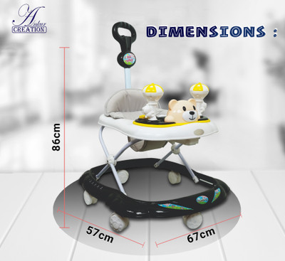 Ankur Creation Musical Activity Walker With Parent Rod(White, Black)
