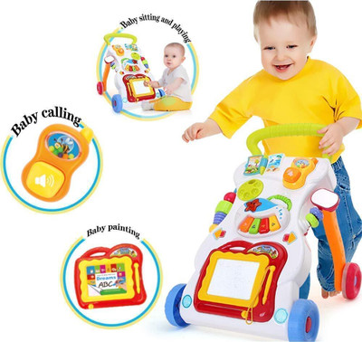 GVJ TRADERS Musical Activity Walker With Parent Rod(Multicolor)