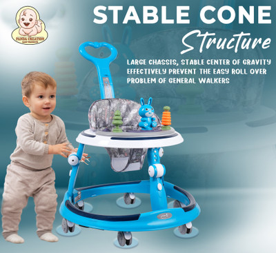 Panda Creation Musical Activity Walker With Parent Rod(Blue)
