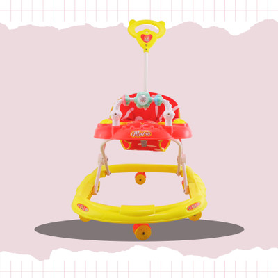 SMILEYTOYS Musical 2-in-1 Walker With Parent Rod(Red, Yellow)