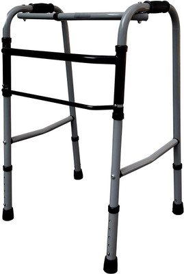 saniquick Portable Height Adjustable Foldable Walker for Adults Patients and Old Age People Pain Relief -Grey Walking Stick