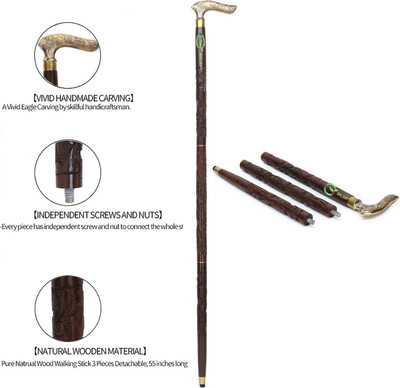 RCSP Walking Stick for Old Age Wooden Men and Women Folding Cane Light Weight sheesham Curving Walking Stick