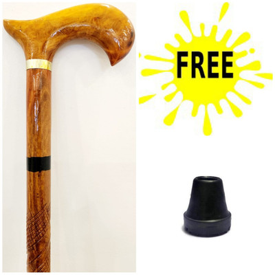 RanaCreation Morning wooden walking design stick for men and women with free rubber Walking Stick