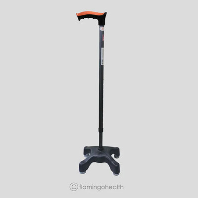 FLAMINGO Stability Quadripod Walking Stick - Height Adjustable, Broad Quadra Base Walking Stick
