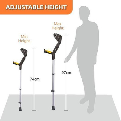 EXCLIQ Elbow Crutch with Height Adjustable Elbow Support & Movable Arm Cuff Walking Stick
