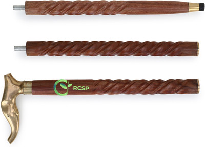 RCSP Walking Stick for Old Age Wooden Men and Women Folding Cane Light Weight Sheesham Curving 3F Walking Stick