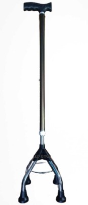 KD THINK 4 Leg Quadripod Walking Cane| Rubber Handle, Adjustable Height| For Men & Women Walking Stick