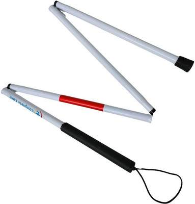 Complete Care Folding Blind Cane For Blind People With A Reflective Red Reflector Walking Stick