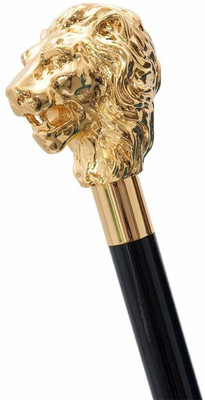 GLOBALCRAFTS Brass Walking Stick Solid Vintage Designer Lion Head Wooden Cane Antique Style Walking Stick