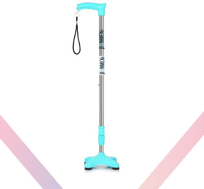 RUNMEX C-Green Sturdy Quad PVC Base Walking Stick – Adjustable for Comfort Walking Stick