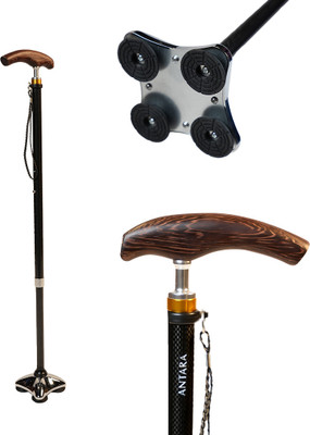 AGEasy Carbon Fiber Walking Stick with Adjustable Height (Black) Walking Stick