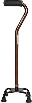 PV ENTERPRISES Premium Hight Adjustable Aluminum(Copper) Four Leg Shaped Walking Stick Walking Stick