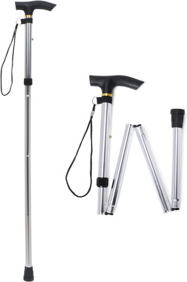 ACU Four Section Foldable Walking Stick With Adjustable & Anti- Skid Base Walking Stick