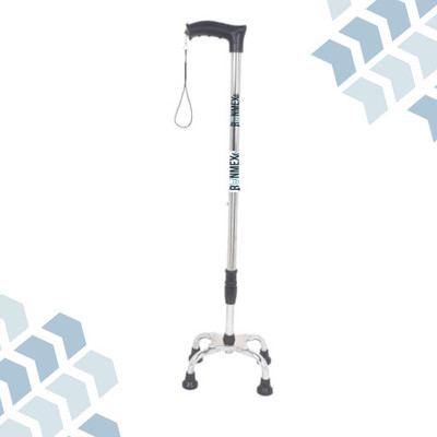 RUNMEX Walking Stick with Chrome Dori Black Quad Base – Adjustable Walking Stick