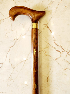 Elit Mart Antique Designer Wooden Walking/Cane Stick Base Rubber for Old People Pack Of 1 Walking Stick