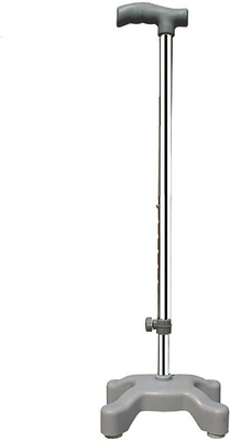 roston Surgical™ Quadripod Chroome Height Adjustable Men/Women/Old People Walking Stick - Grey and Steel Walking Stick